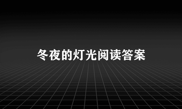 冬夜的灯光阅读答案