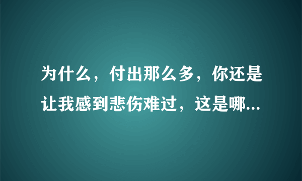 为什么，付出那么多，你还是让我感到悲伤难过，这是哪首歌的歌词