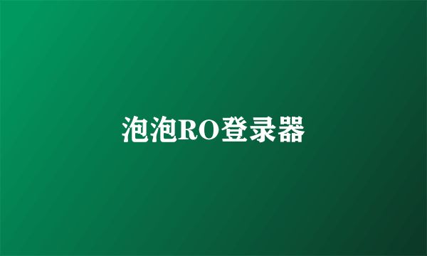 泡泡RO登录器