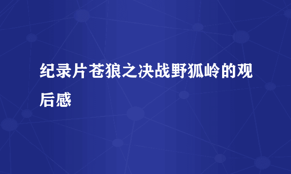 纪录片苍狼之决战野狐岭的观后感