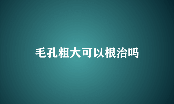 毛孔粗大可以根治吗