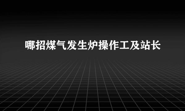 哪招煤气发生炉操作工及站长