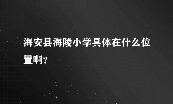 海安县海陵小学具体在什么位置啊？