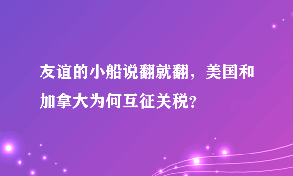 友谊的小船说翻就翻，美国和加拿大为何互征关税？