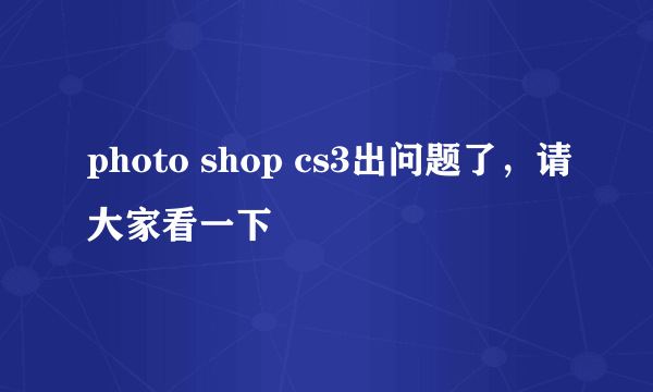 photo shop cs3出问题了，请大家看一下