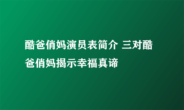 酷爸俏妈演员表简介 三对酷爸俏妈揭示幸福真谛