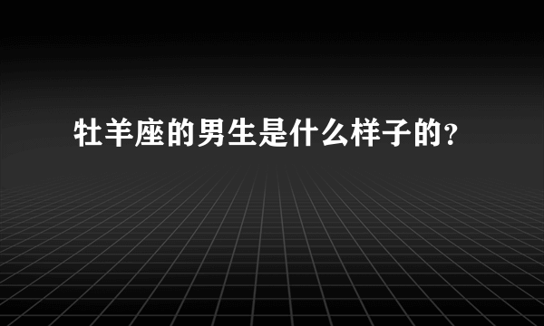 牡羊座的男生是什么样子的？