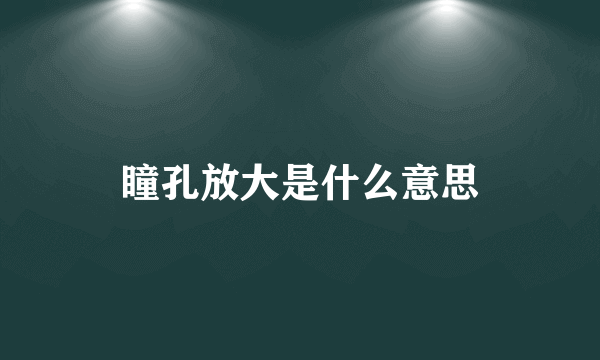 瞳孔放大是什么意思