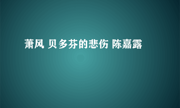 萧风 贝多芬的悲伤 陈嘉露