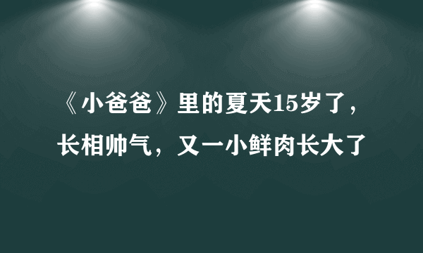 《小爸爸》里的夏天15岁了，长相帅气，又一小鲜肉长大了