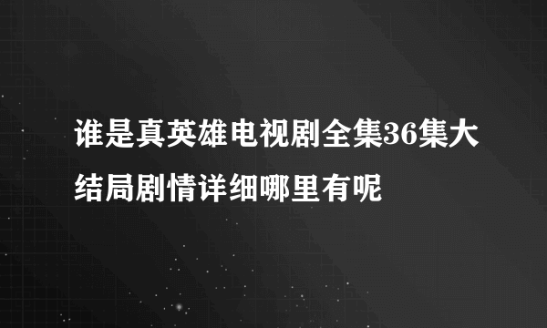 谁是真英雄电视剧全集36集大结局剧情详细哪里有呢