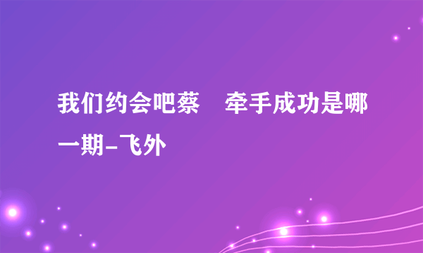 我们约会吧蔡旸牵手成功是哪一期-飞外