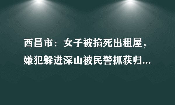 西昌市：女子被掐死出租屋，嫌犯躲进深山被民警抓获归案, 你怎么看？