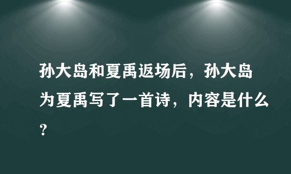 孙大岛和夏禹返场后，孙大岛为夏禹写了一首诗，内容是什么？