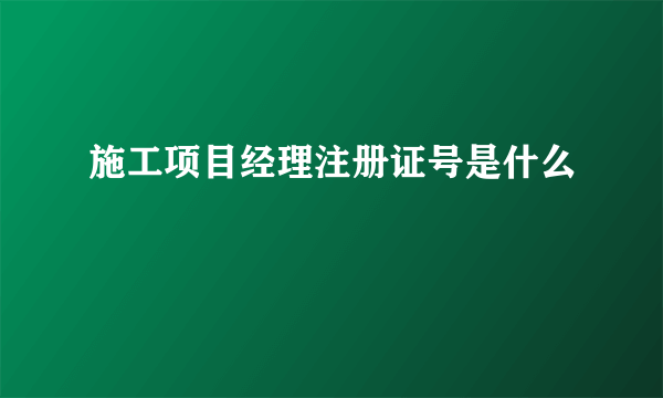 施工项目经理注册证号是什么