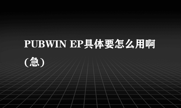 PUBWIN EP具体要怎么用啊(急)