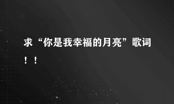 求“你是我幸福的月亮”歌词！！