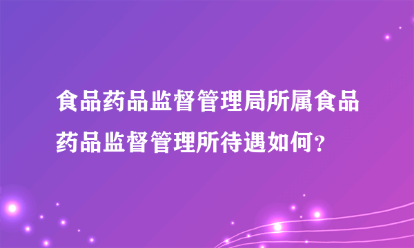 食品药品监督管理局所属食品药品监督管理所待遇如何？