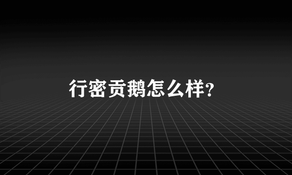 行密贡鹅怎么样？