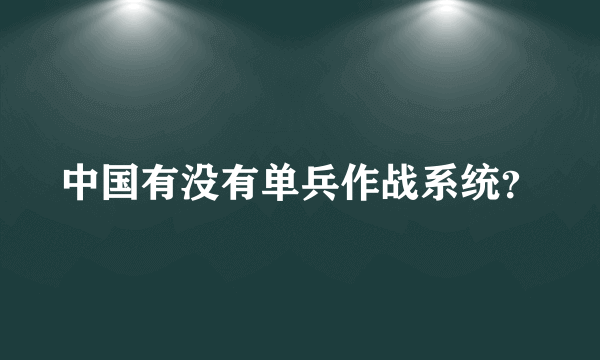 中国有没有单兵作战系统？