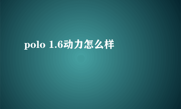 polo 1.6动力怎么样