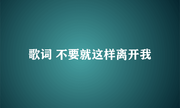 歌词 不要就这样离开我