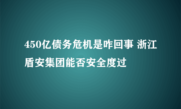 450亿债务危机是咋回事 浙江盾安集团能否安全度过