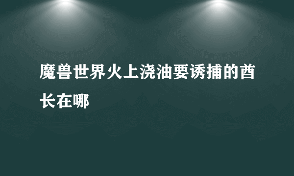 魔兽世界火上浇油要诱捕的酋长在哪