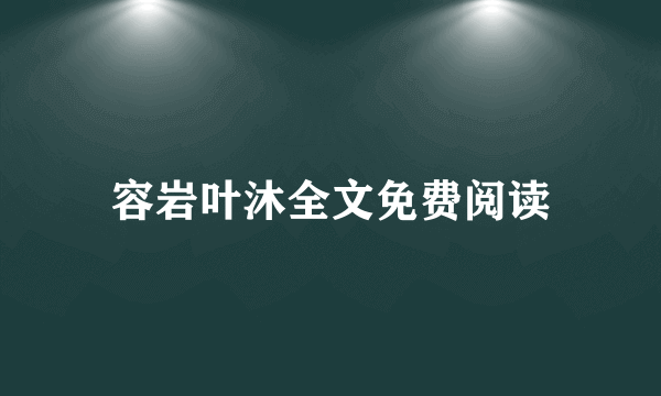 容岩叶沐全文免费阅读