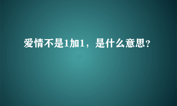 爱情不是1加1，是什么意思？