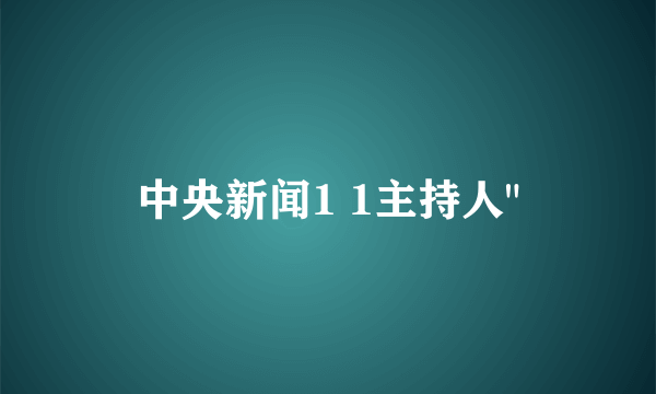 中央新闻1 1主持人