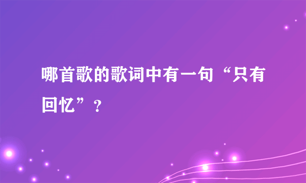 哪首歌的歌词中有一句“只有回忆”？