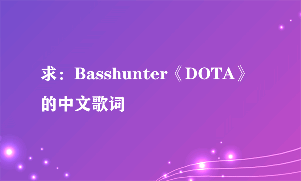 求：Basshunter《DOTA》的中文歌词