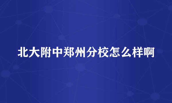 北大附中郑州分校怎么样啊