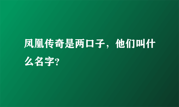 凤凰传奇是两口子，他们叫什么名字？