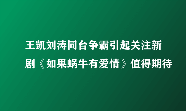 王凯刘涛同台争霸引起关注新剧《如果蜗牛有爱情》值得期待