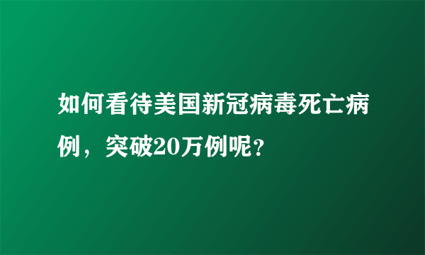 如何看待美国新冠病毒死亡病例，突破20万例呢？