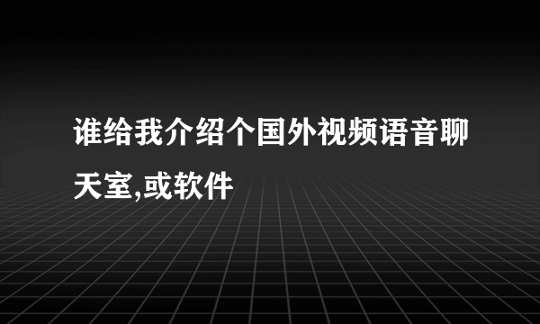 谁给我介绍个国外视频语音聊天室,或软件