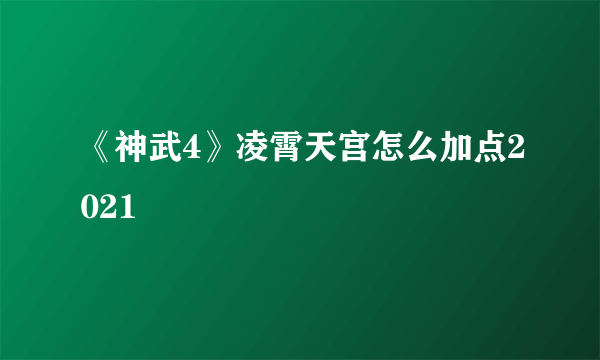 《神武4》凌霄天宫怎么加点2021