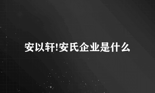 安以轩!安氏企业是什么