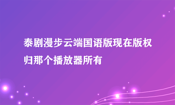 泰剧漫步云端国语版现在版权归那个播放器所有