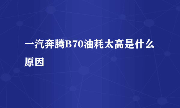 一汽奔腾B70油耗太高是什么原因