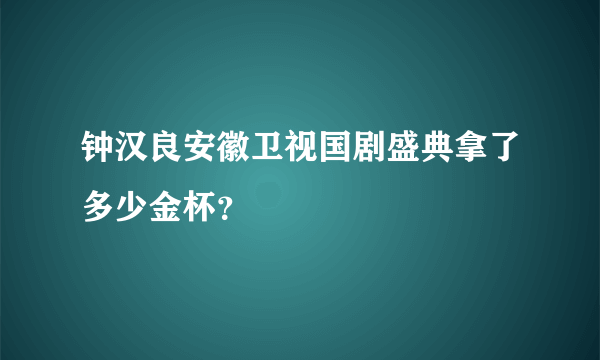 钟汉良安徽卫视国剧盛典拿了多少金杯？