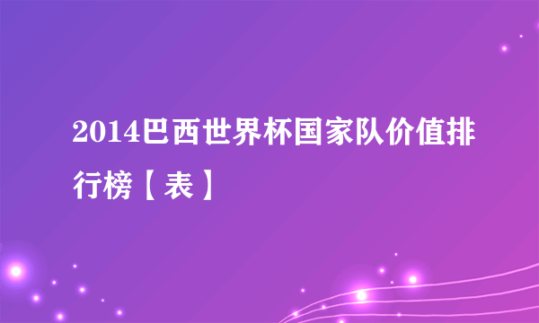 2014巴西世界杯国家队价值排行榜【表】