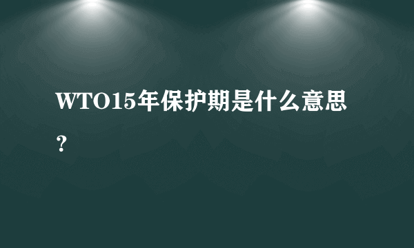 WTO15年保护期是什么意思？