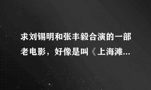 求刘锡明和张丰毅合演的一部老电影，好像是叫《上海滩之报仇》