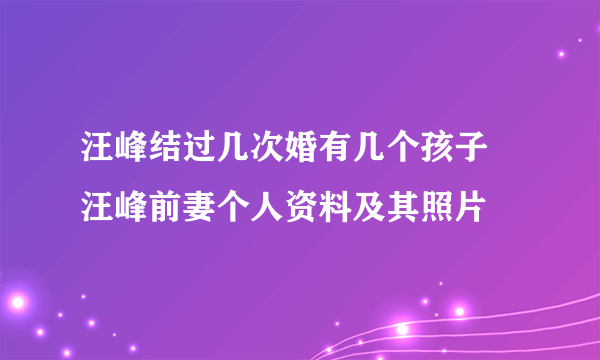 汪峰结过几次婚有几个孩子 汪峰前妻个人资料及其照片