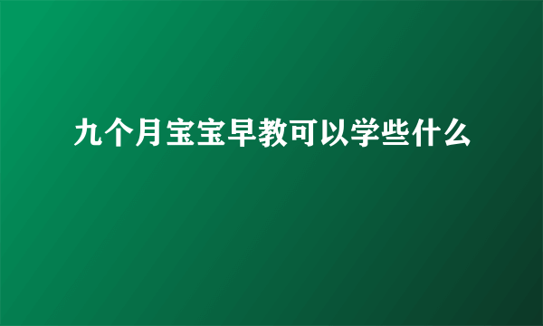 九个月宝宝早教可以学些什么