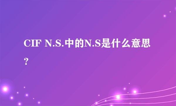 CIF N.S.中的N.S是什么意思？