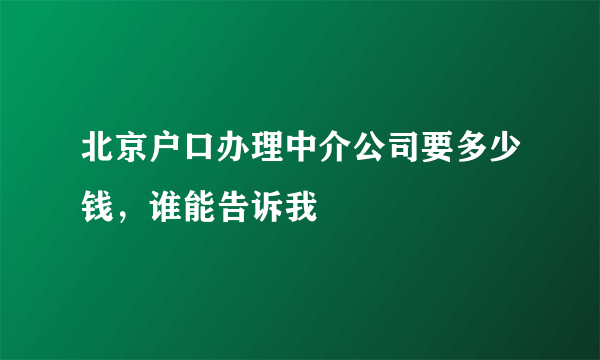 北京户口办理中介公司要多少钱，谁能告诉我